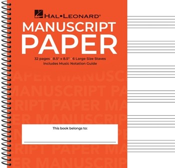 Manuscript Paper, Wide Staff, 6 stave (Red Cover) - manuscript
