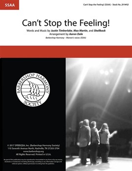 Can't Stop the Feeling by Timberlake Martin and Shellback - Dale Aaron - Justin Timberlake for SSAA a cappella