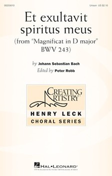 Et exultavit spiritus meus - from Magnificat in D major BWV 243 by Bach Johann Sebastian Robb Peter Ed. for Unison and Piano