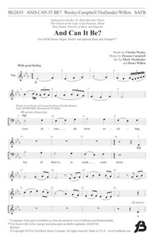 And Can It Be by Campbell Thomas - Thallander and Wilkin - Charles Wesley for SATB and Organ