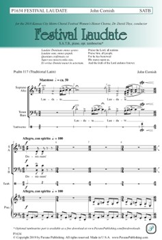 Festival Laudate by Cornish John for SATB and Piano (Psalm 117)