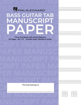 Bass Guitar Tablature Manuscript Paper (Purple Cover) - Mnsc