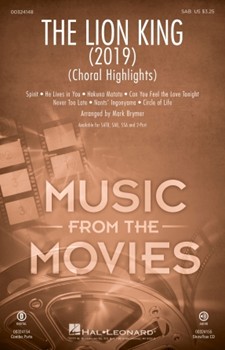Lion King - 2019 -Choral Highlights by Various - Brymer Mark - for SAB and Piano