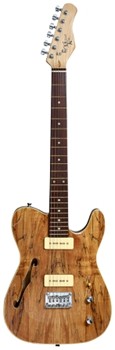 59 Thinline Electric Guitar with Spalted Maple Finish - Includes P90 Pickups and F Holes