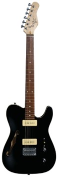 59 Thinline Electric Guitar with Gloss Black Finish - Includes P90 Pickups and F Holes