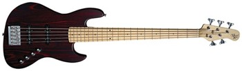 Element 5 Electric Bass - Trans-Red Finish - With Open Pore Maple Fretboard by for