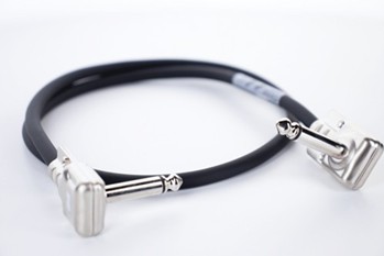 Instrument Ultra Low Profile Flat Pedal Board Cable - Essentials Series - 1/4 inch. Right Angle to 1/4 inch. Right Angle (1-Foot Cable) for Patch Cabling