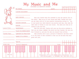 My Music And Me Assighnment Book by Pace for Teaching Aid