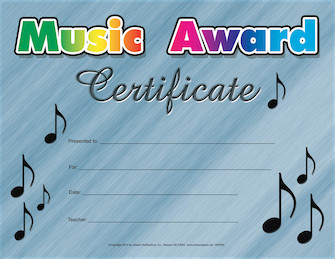 Music Award Certificate by for