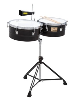 Black Powder-Coated Shell Timbales by for