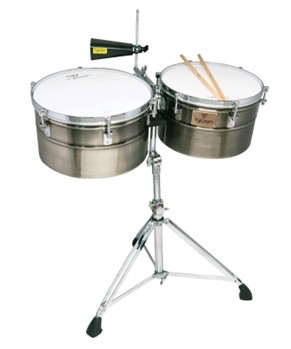 Deep-Shell Brushed Chrome Finish Timbales by for
