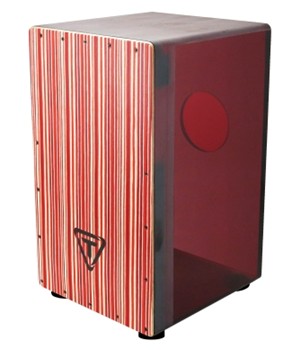 29 Series Cherry Red Acrylic Cajon - Black Makah Burl Front Plate by for