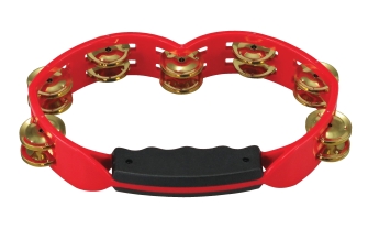 Red Hand Held Plastic Tambourine by for