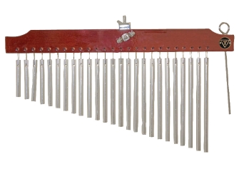 25 Chrome Chimes with Brown Finish Wood Bar by for