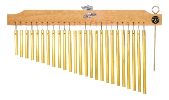 25 Gold Chimes with Natural Finish Wood Bar by for