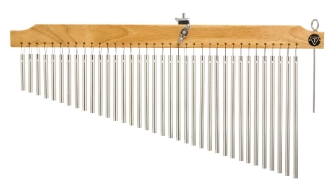 36 Chrome Chimes With Natural Finish Wood Bar by for