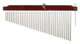 36 Chrome Chimes with Brown Finish Wood Bar by for