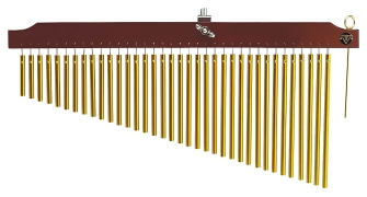 36 Gold Chimes with Brown Finish Wood Bar by for