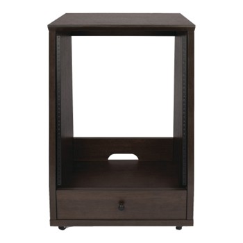 Frameworks Elite Furniture Series 12U Angled Studio Rack with Locking Casters - Dark Walnut Brown Finish