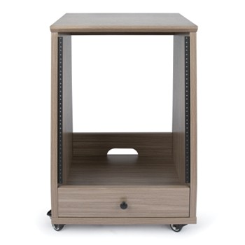 Frameworks Elite Furniture Series 12U Angled Studio Rack with Locking Casters - Driftwood Grey Finish
