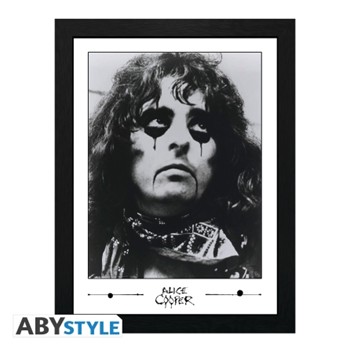 Alice Cooper - Early Alice Cooper Black and White Framed Print - 12 inch. x 16 inch.