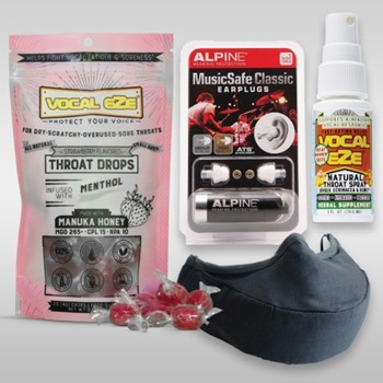 Vocal Wellness Pack - Includes Throat Spray, Throat Lozenges, Ear Plugs, and Singer Mas