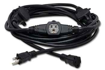 Power Distribution Cord, 6 X Nema 5-15r To Nema 5-15p, 30 Ft