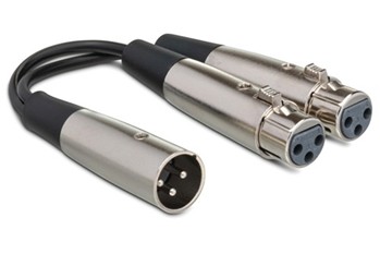 Y Cable, Dual Xlr3f To Xlr3m, 6 In