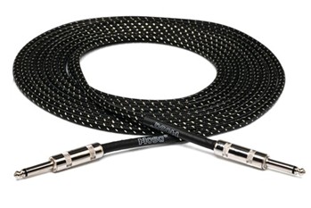 Cloth Guitar Cable, Hosa Straight to Same, 18 ft, Black/Gold
