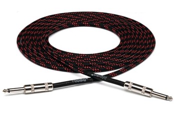 Cloth Guitar Cable, Hosa Straight to Same, 18 ft, Black/Red