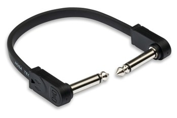 Flat Guitar Patch Cable, Molded Low-Profile Right-Angle to Same, 6 in.
