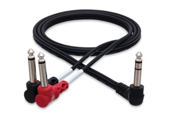 Insert Cable, Right-Angle 1/4 in. TRS to Dual Right-Angle 1/4 in. TS, 1 m