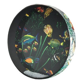Ocean Drum with Fish Graphic - 16 inch. Diameter; 2-1/2 inch. Deep Drum Head by for