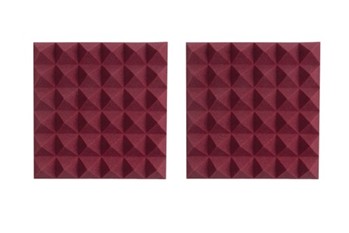 Pair Of 2o-thick Acoustic Foam Pyramid Panels 12ox12o U Burgundy Color