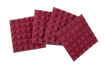Four (4) Pack Of 2o-thick Acoustic Foam Pyramid Panels 12ox12o U Burgundy Color