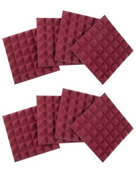 Eight (8) Pack Of 2o-thick Acoustic Foam Pyramid Panels 12ox12o U Burgundy Color
