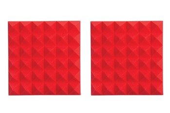 Pair Of 2o-thick Acoustic Foam Pyramid Panels 12ox12o U Red Color