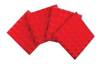 Four (4) Pack Of 2o-thick Acoustic Foam Pyramid Panels 12ox12o U Red Color