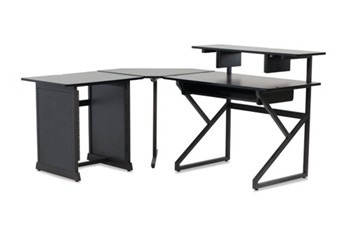 Content Creator Furniture Series Desk Set In Black Finish With Main Desk, Corner Sectio