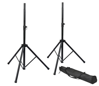 Rok-it Set Of Two (2) Tripod Base Speaker Stands With Adjustable Height Twist Knob, Saf