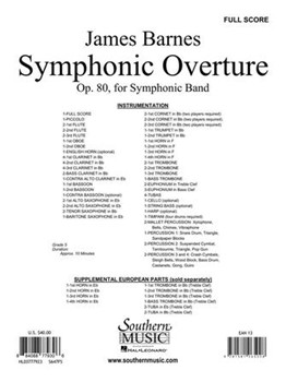 Symphonic Overture by Barnes J for Full Score