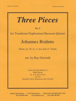 Three Pieces - Brahms-ostwald - No. 2 For Low Br Qnt by for