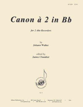 Canon A2 In Bb By Johann Walter - A Rcdr 2 by for