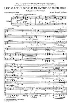 Let All the World in Every Corner Sing by Leighton Kenneth for SATB