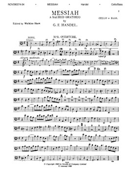 Messiah by Handel George Frideric - Shaw Watkins - for Cello Part