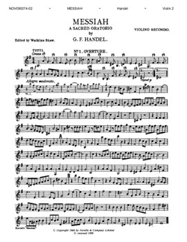 Messiah by Handel George Frideric - Shaw Watkins - for Violin 2