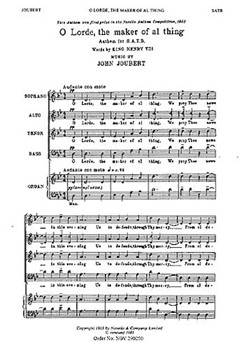 O Lorde The Maker of Al Thing by Joubert John for SATB