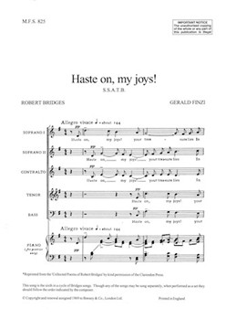 Haste on my joys! by Finzi Gerald for SSATB a cappella
