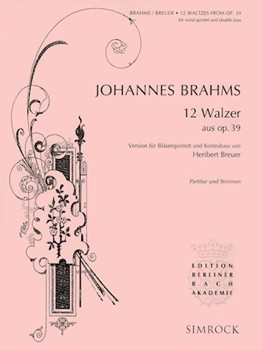 12 Waltzes from Op. 39 by Brahms Johannes for