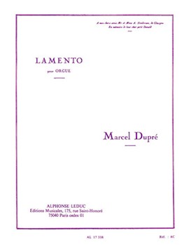 Lamento by Dupre for Organ Solo